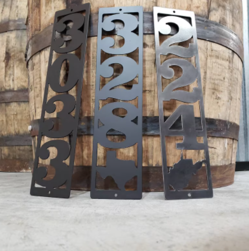 Custom Vertical Metal House Address Sign