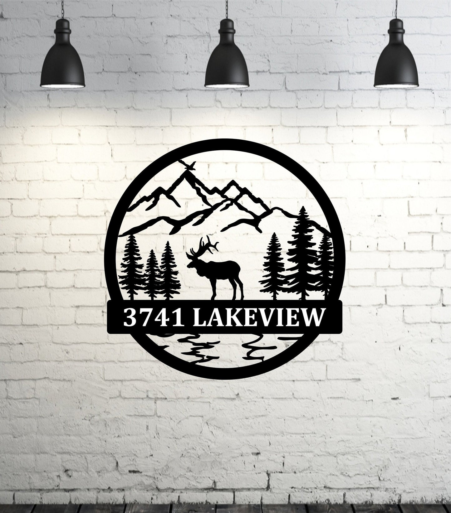 Personalized Metal Wall Sign with Mountain and Elk