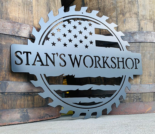 Custom American Flag Workshop Sign