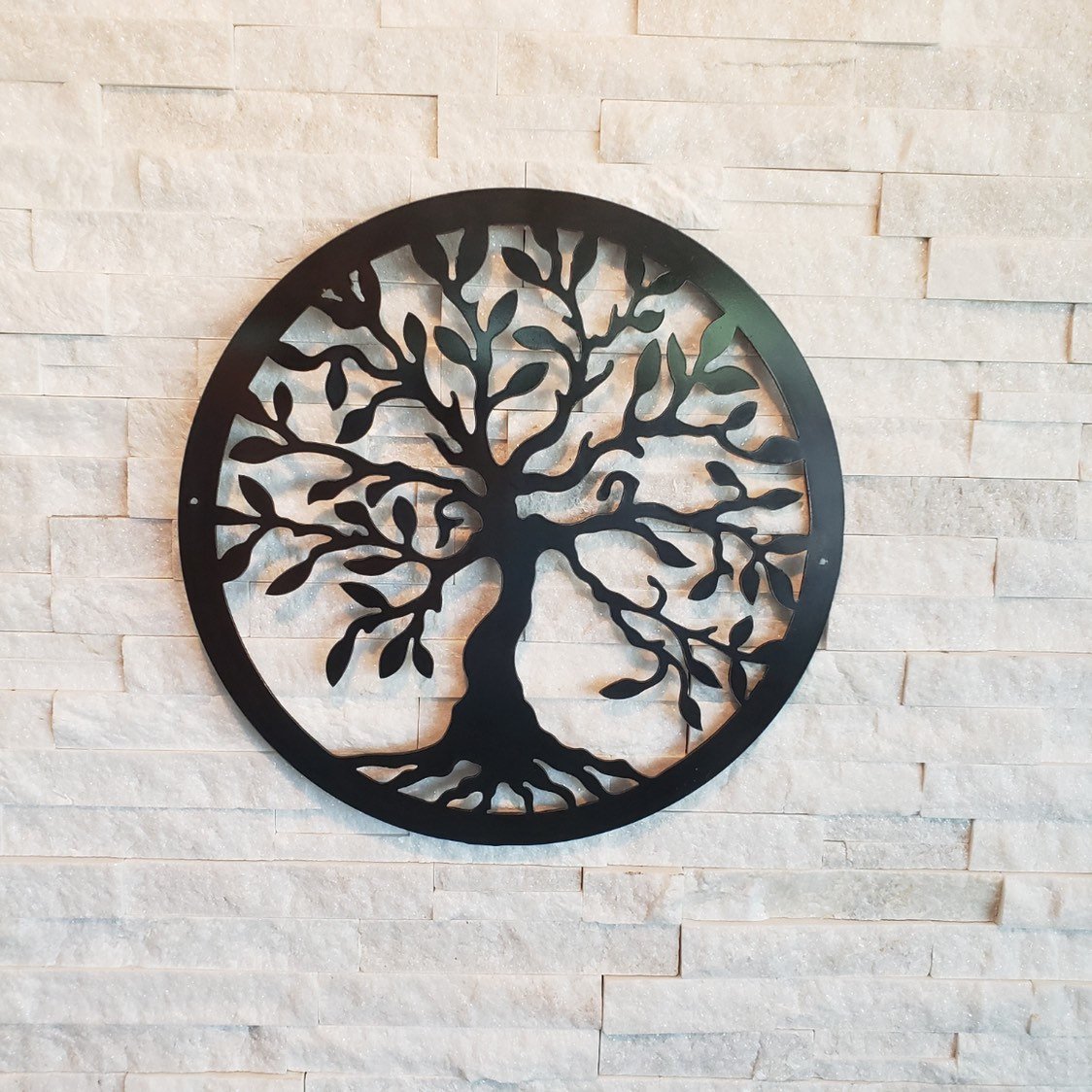 Metal Tree of Life with Round Border Family Tree Art Sign