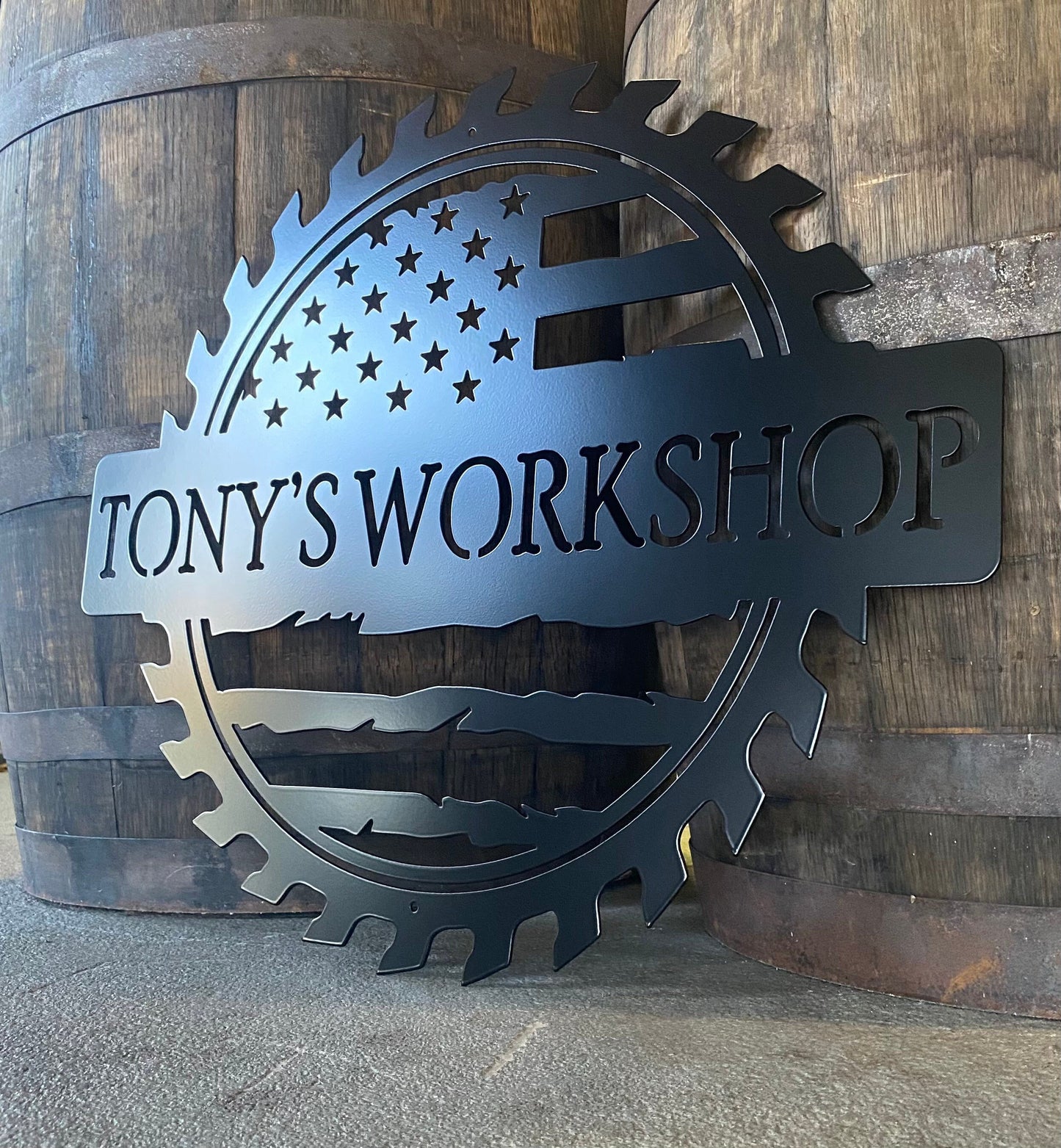 Custom American Flag Workshop Sign
