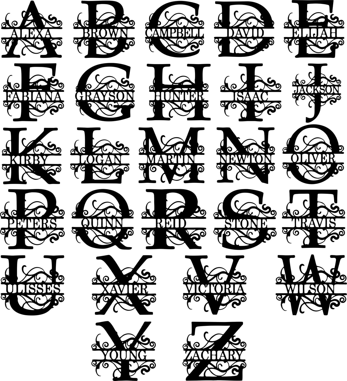 Monogram Split Letter Metal Wall Sign