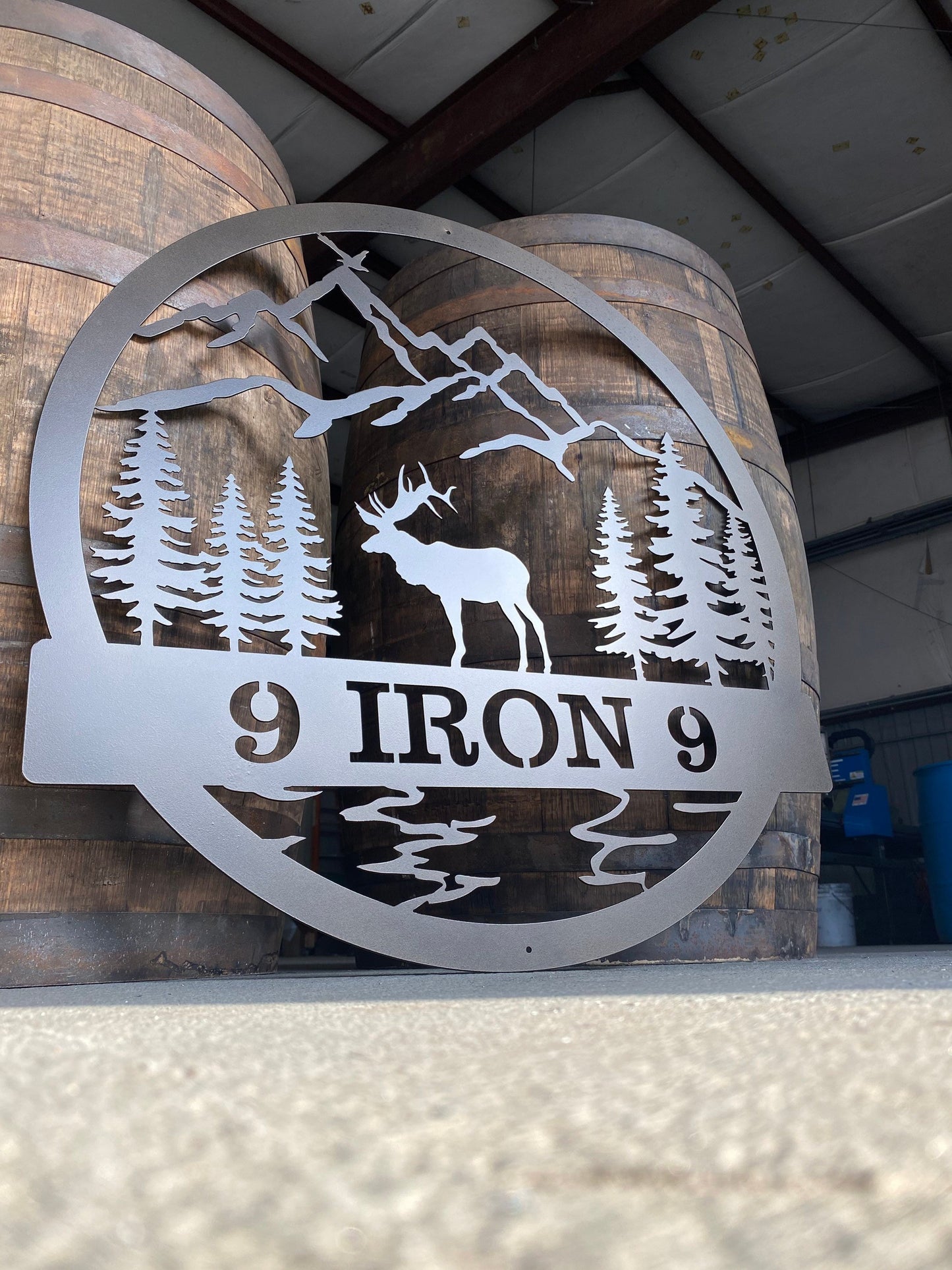 Personalized Metal Wall Sign with Mountain and Elk