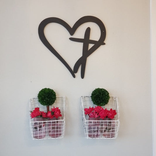 Faith Heart, Metal Heart with Cross Sign