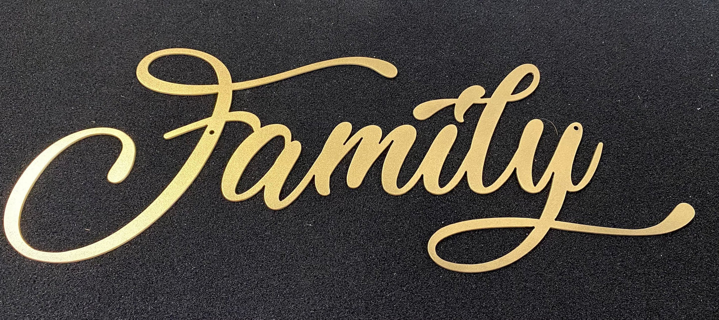 Family Script Metal Sign