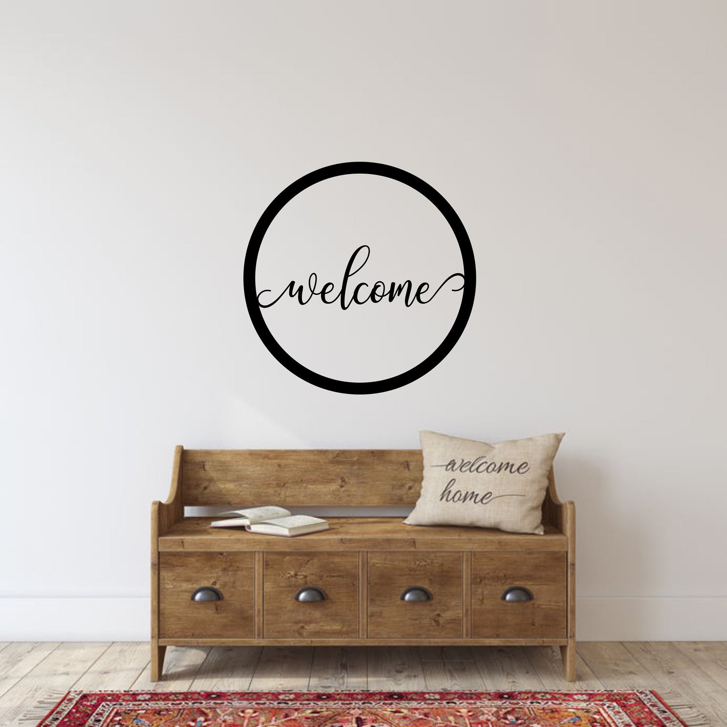 WELCOME Sign With Round Border Metal Wall Decor