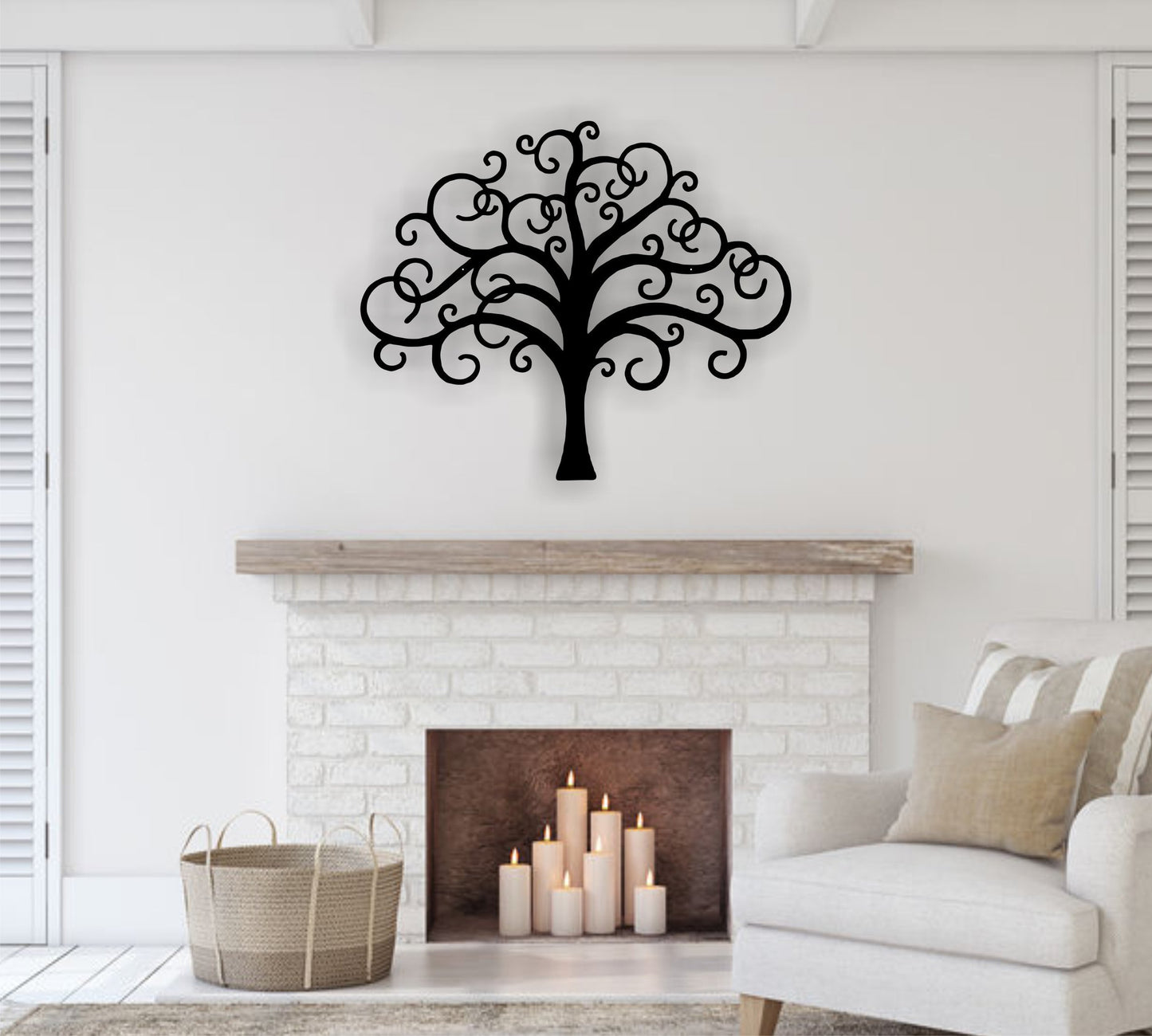 Curly Tree of Life Metal Wall Art Sign