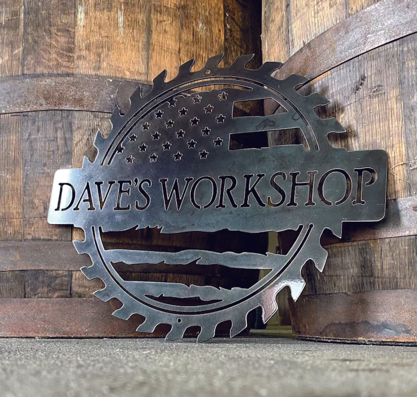 Custom American Flag Workshop Sign