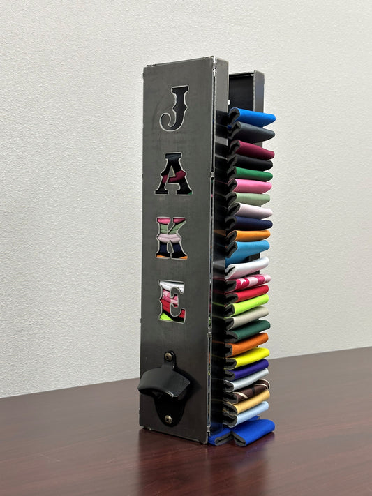 Personalized Koozie Holder with Bottle Opener