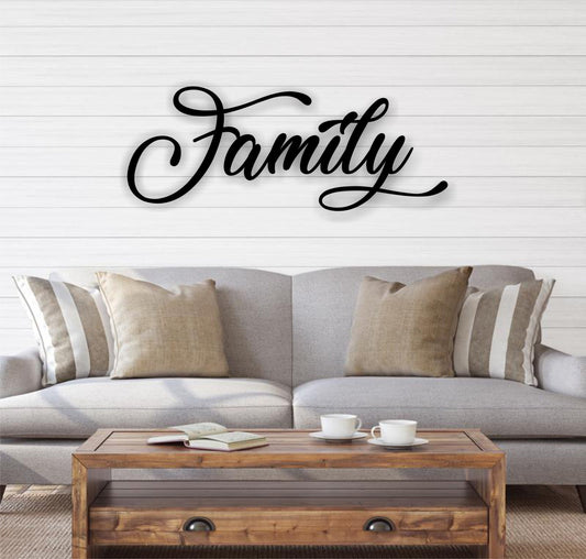 Family Script Metal Sign