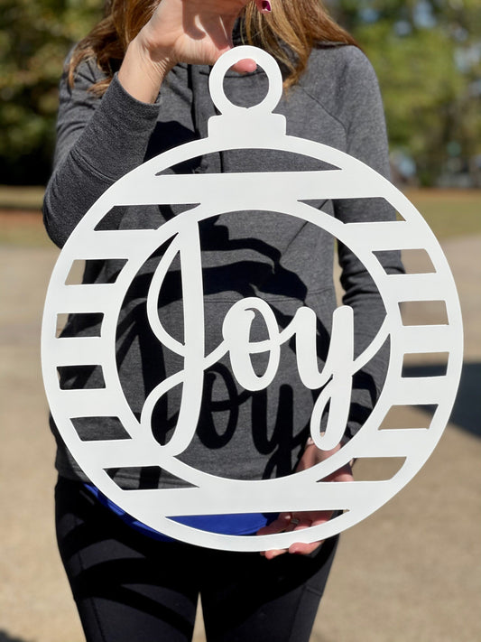 Joy Christmas Ornament Door Hanger Sign