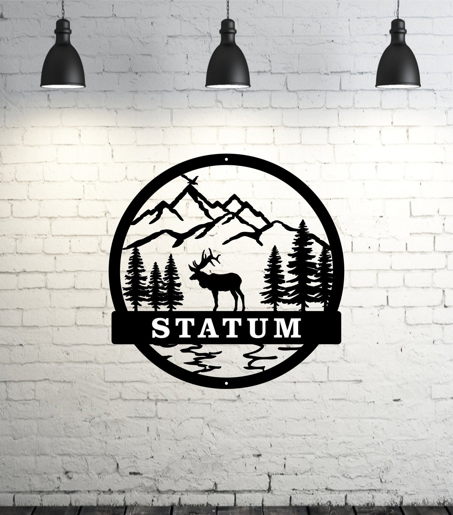 Personalized Metal Wall Sign with Mountain and Elk