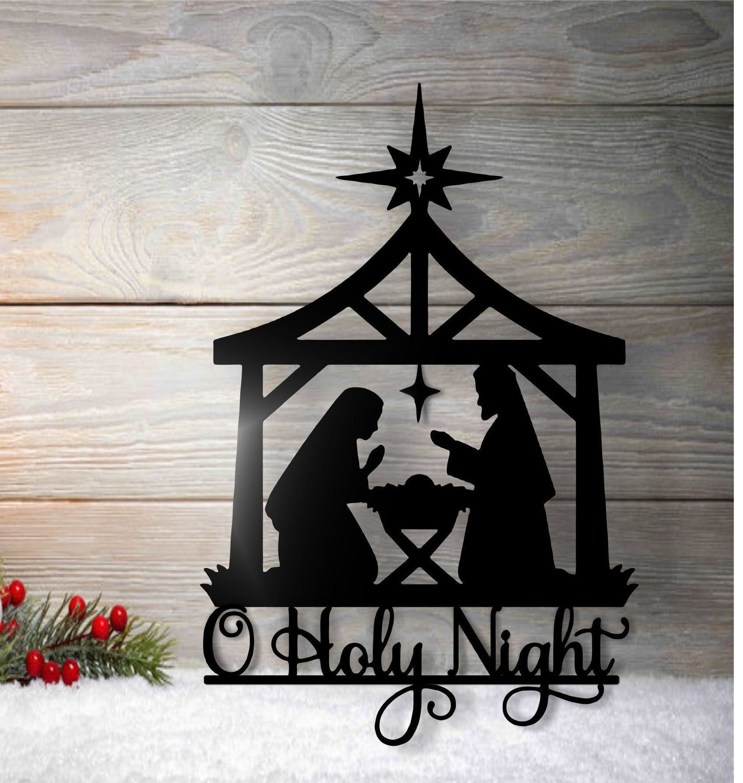 Nativity "O Holy Night" Holiday Metal Sign