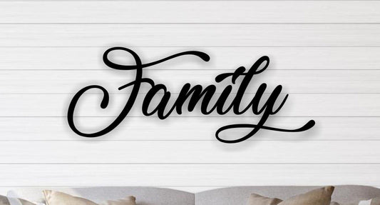 Family Script Metal Sign