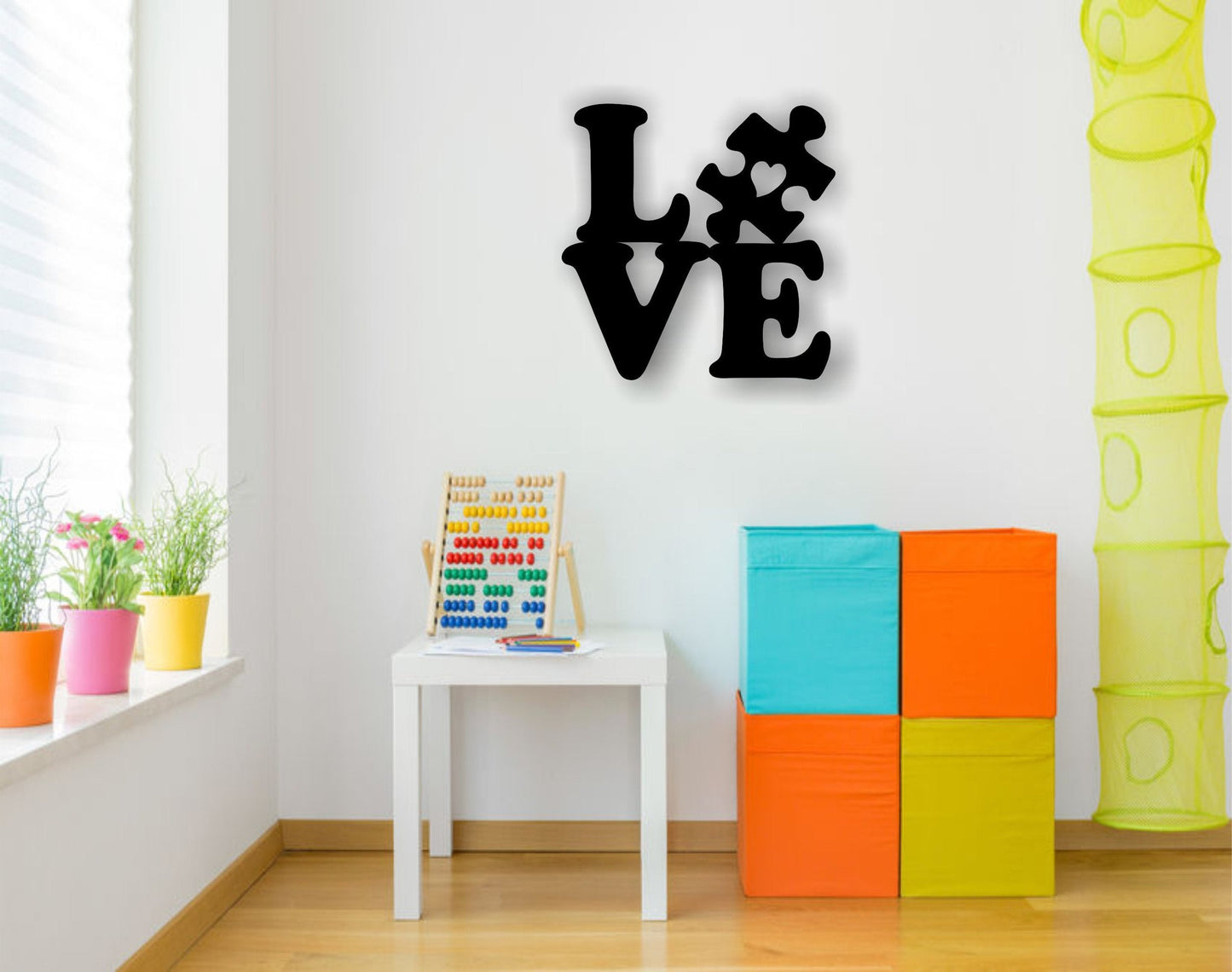 Austism Love Puzzle Piece Metal Art Decor Sign