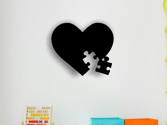 Autism Awareness Heart Puzzle Piece Metal Wall Art Sign