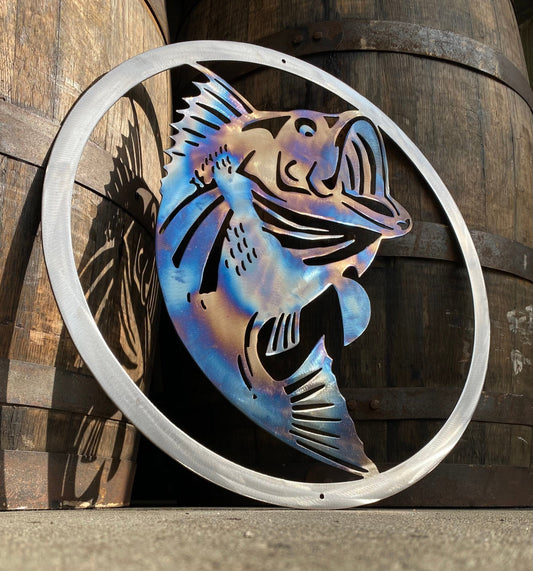 Metallic Fish Metal Art Sign