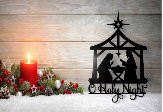 Nativity "O Holy Night" Holiday Metal Sign