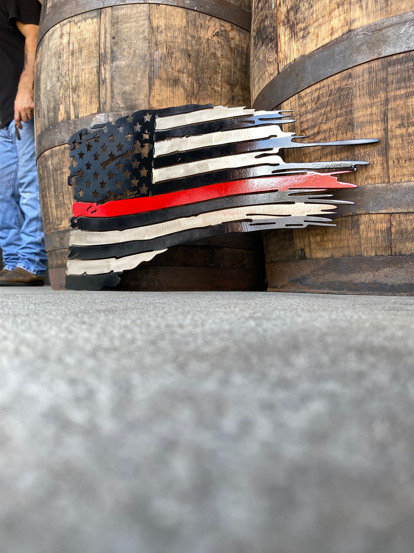 Metal Distressed American Flag Sign