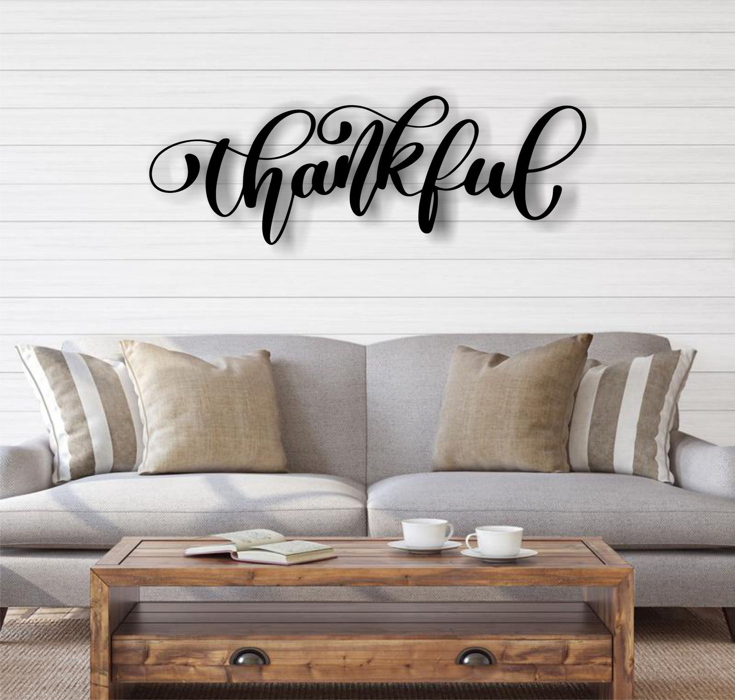 Large THANKFUL Metal Wall Sign