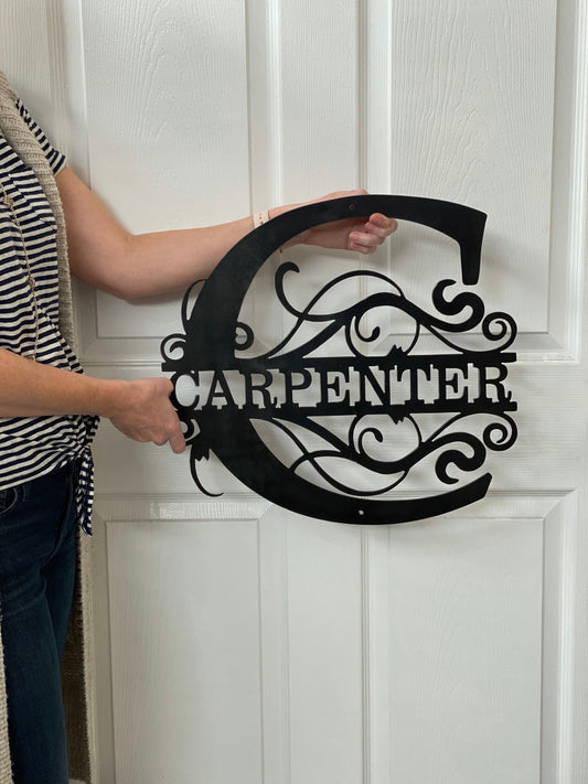 Monogram Split Letter Metal Wall Sign