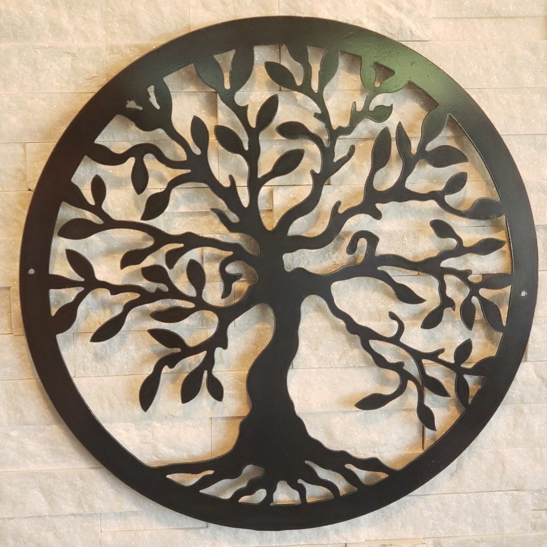 Metal Tree of Life with Round Border Family Tree Art Sign